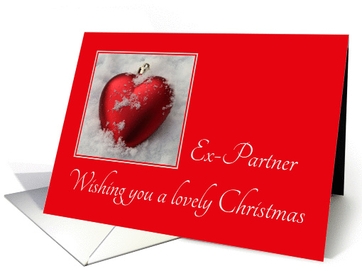 Ex-Partner - A Lovely Christmas, heart shaped ornament, snow card