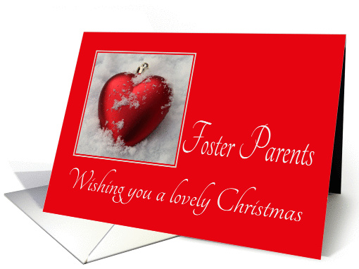 Foster Parents - A Lovely Christmas, heart shaped ornament, snow card
