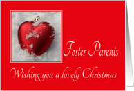 Foster Parents - A Lovely Christmas, heart shaped ornament, snow card