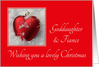 Goddaughter & Fiance - A Lovely Christmas, heart shaped snow card