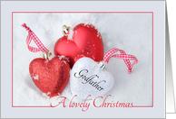 Godfather - A Lovely Christmas, heart shaped ornaments in snow card
