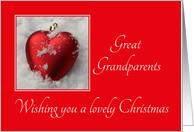 Great Grandparents - A Lovely Christmas, heart shaped ornaments card