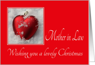 Mother in Law - A Lovely Christmas, heart shaped ornaments card