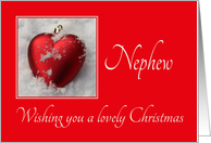 Nephew - A Lovely Christmas, heart shaped ornaments card