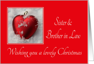 Sister & Brother in Law - A Lovely Christmas, heart shaped ornaments card