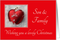 Son & Family - A Lovely Christmas, heart shaped ornaments card