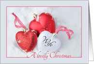 wife - A Lovely Christmas, heart shaped ornaments card