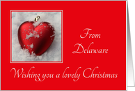 Delaware - Lovely Christmas, heart shaped ornaments card