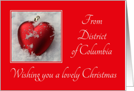 District of Columbia - Lovely Christmas, heart shaped ornaments card