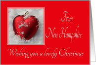New Hampshire - Lovely Christmas, heart shaped ornaments card