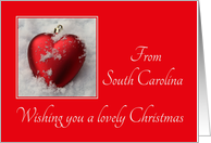 South Carolina - Lovely Christmas, heart shaped ornaments card