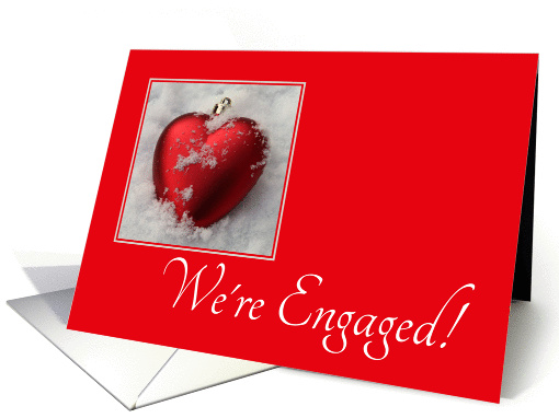 We're Engaged - Christmas engagement, heart shaped ornaments card