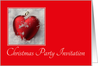 Christmas Party Invitation, heart shaped ornaments card