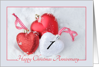 1st Christmas Wedding Anniversary, heart shaped ornaments card