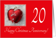 20th Christmas Wedding Anniversary, heart shaped ornaments card