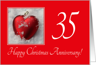 35th Christmas Wedding Anniversary, heart shaped ornaments card