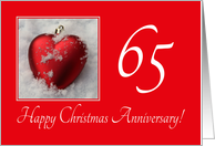 65th Christmas Wedding Anniversary, heart shaped ornaments card