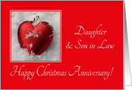 Daughter & Son in Law Christmas Anniversary, heart shaped ornaments card