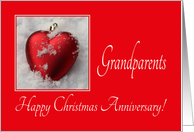 Grandparents Christmas Anniversary, heart shaped ornaments card