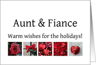Aunt & Fiance - Red Collage warm holiday wishes card