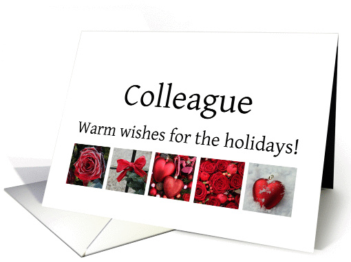 Colleague - Red Collage warm holiday wishes card (1115460)