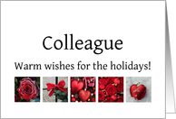 Colleague - Red Collage warm holiday wishes card