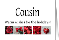 Cousin - Red Collage warm holiday wishes card