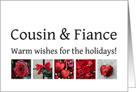 Cousin & Fiance - Red Collage warm holiday wishes card