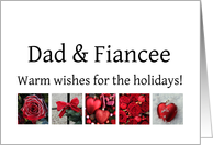 Dad & Fiancee - Red Collage warm holiday wishes card