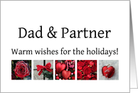 Dad & Partner - Red Collage warm holiday wishes card