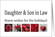 Daughter & Son in Law - Red Collage warm holiday wishes card