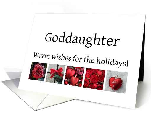 Goddaughter - Red Collage warm holiday wishes card (1115600)