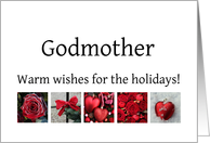 Godmother - Red Collage warm holiday wishes card