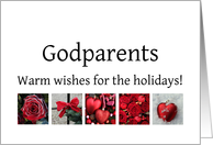 Godparents - Red Collage warm holiday wishes card