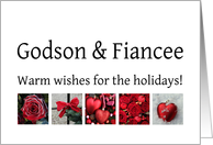 Godson & Fiancee - Red Collage warm holiday wishes card