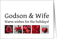 Godson & Wife - Red Collage warm holiday wishes card