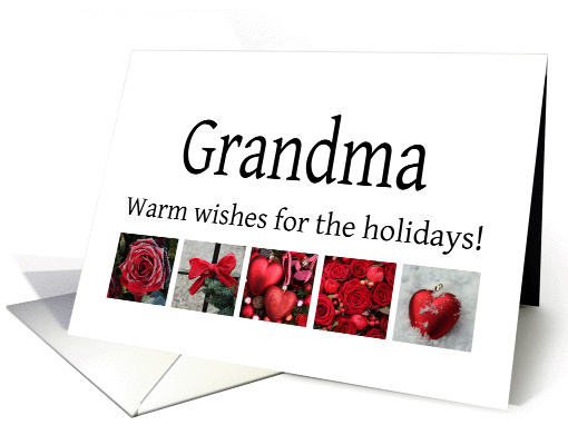 Grandma - Red Collage warm holiday wishes card (1115680)