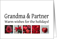 Grandma & Partner - Red Collage warm holiday wishes card