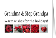 Grandma & Step Grandpa - Red Collage warm holiday wishes card