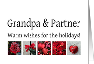 Grandpa & Partner - Red Collage warm holiday wishes card