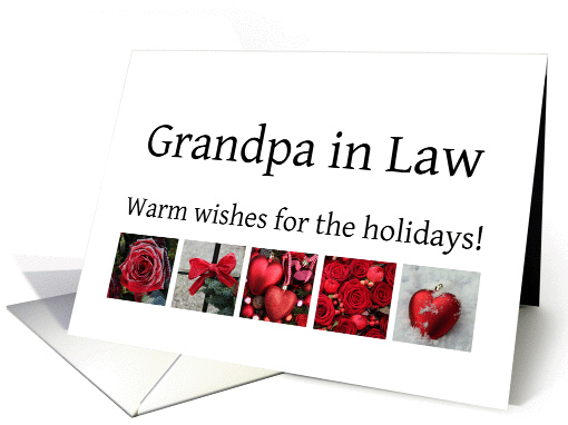Grandpa in Law - Red Collage warm holiday wishes card (1116236)