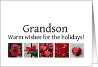 Grandson - Red Collage warm holiday wishes card