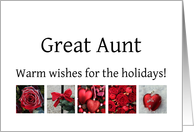 Great Aunt - Red Collage warm holiday wishes card