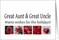 Great Aunt & Great Uncle - Red Collage warm holiday wishes card