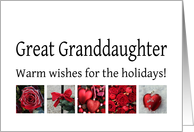 Great Granddaughter - Red Collage warm holiday wishes card