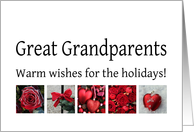 Great Grandparents - Red Collage warm holiday wishes card