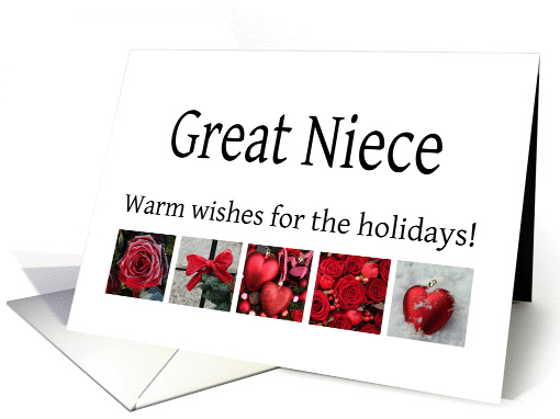 Great Niece - Red Collage warm holiday wishes card (1116282)
