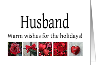 Husband - Red Collage warm holiday wishes card