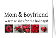 Mom & Boyfriend - Red Collage warm holiday wishes card