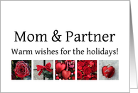 Mom & Partner - Red Collage warm holiday wishes card